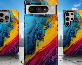 Colourful Liquid Phone Case - Abstract Rainbow Colorful Cover for iPhone 17 Air 16 Pro Max 15 14 13, Samsung S26 Ultra S25 S24, Pixel 9 Pro