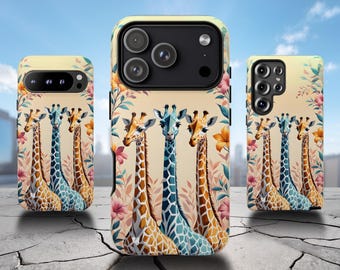 Mobilskal med giraffkollage: Sommargiraffkonst för iPhone 17 Air 16 Pro Max 15 14 13 12, Samsung S25 Ultra S24 S23 S22 S21 & Pixel 9 Pro 8 7
