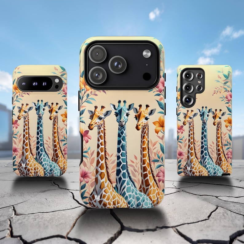 Giraffe Collage Phone Case: Summer Giraffe Art for iPhone 17 Air 16 Pro Max 15 14 13 12, Samsung S25 Ultra S24 S23 S22 S21 & Pixel 9 Pro 8 7 image 1