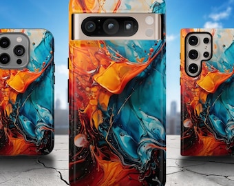 Artistiek geverfd telefoonhoesje - kleurrijke abstracte kunst hoes voor iPhone 17 Air 16 Pro Max 15 14 13 12 11, Samsung S25 Ultra S24 S23 S22, pixel