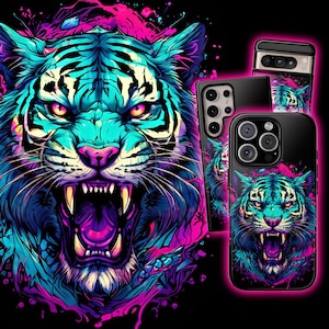 Tiger Phone Case, Colorful Pixel 9 Pro Case, Tiger S25 Ultra Case, Colourful iPhone 16 Pro Case Tiger iPhone 15 Pro Case Neon Tiger S24 Case