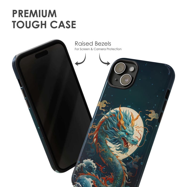 Japanischer Drache Handyhülle: Traditionelle Kunst, langlebig, doppellagig für iPhone, Samsung & Pixel Bild 3