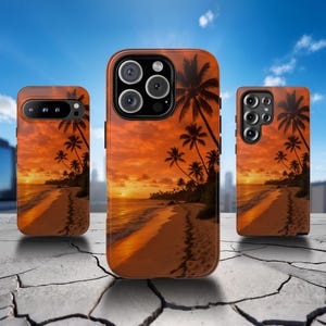 Beach Sunset Phone Case, Beach iPhone 16 Pro Case, Sunset Pixel 9 Pro Case, Beach S25 Ultra Case, Sunset iPhone 15 Pro Case, Sunset S24 Case