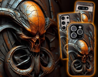 Alien Skull Phone Case: Sci Fi Fantasy Horror for iPhone 17 Air 16 Pro Max 15 14 13 12 11, Samsung S25 Ultra S24 S23 S22 S21, Pixel 9 Pro 8