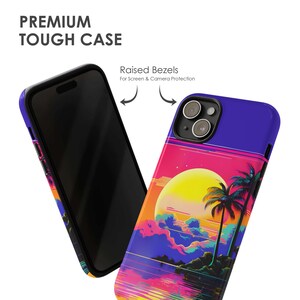 Retro Sunset Phone Case - 90s Beach Purple Pink Yellow Summer Cover for iPhone 17 Air 16 Pro Max 15 14 13 12, Samsung S25 Ultra S24, Pixel 9 image 3