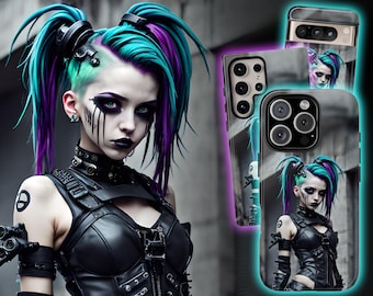 Cybergoth Cyberpunk Phone Case, Cyberpunk iPhone Case, Goth Pixel 9 Case, Cyber Punk Samsung Galaxy S24 Case Goth Phone Case, iPhone 16 Case