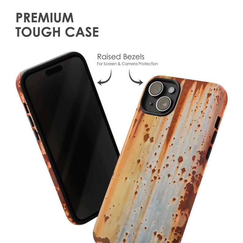 Rusted Metal Effect Phone Case: Industrial Art, Tough Dual Layer image 3