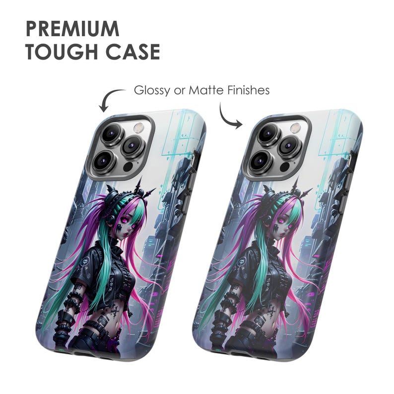 Cyberpunk Anime Phone Case - Cybergoth Girl Japanese Art Cover for iPhone 17 Air 16 Pro Max 15 14 13, Samsung S25 Ultra S24 S23, Pixel 9 Pro image 4