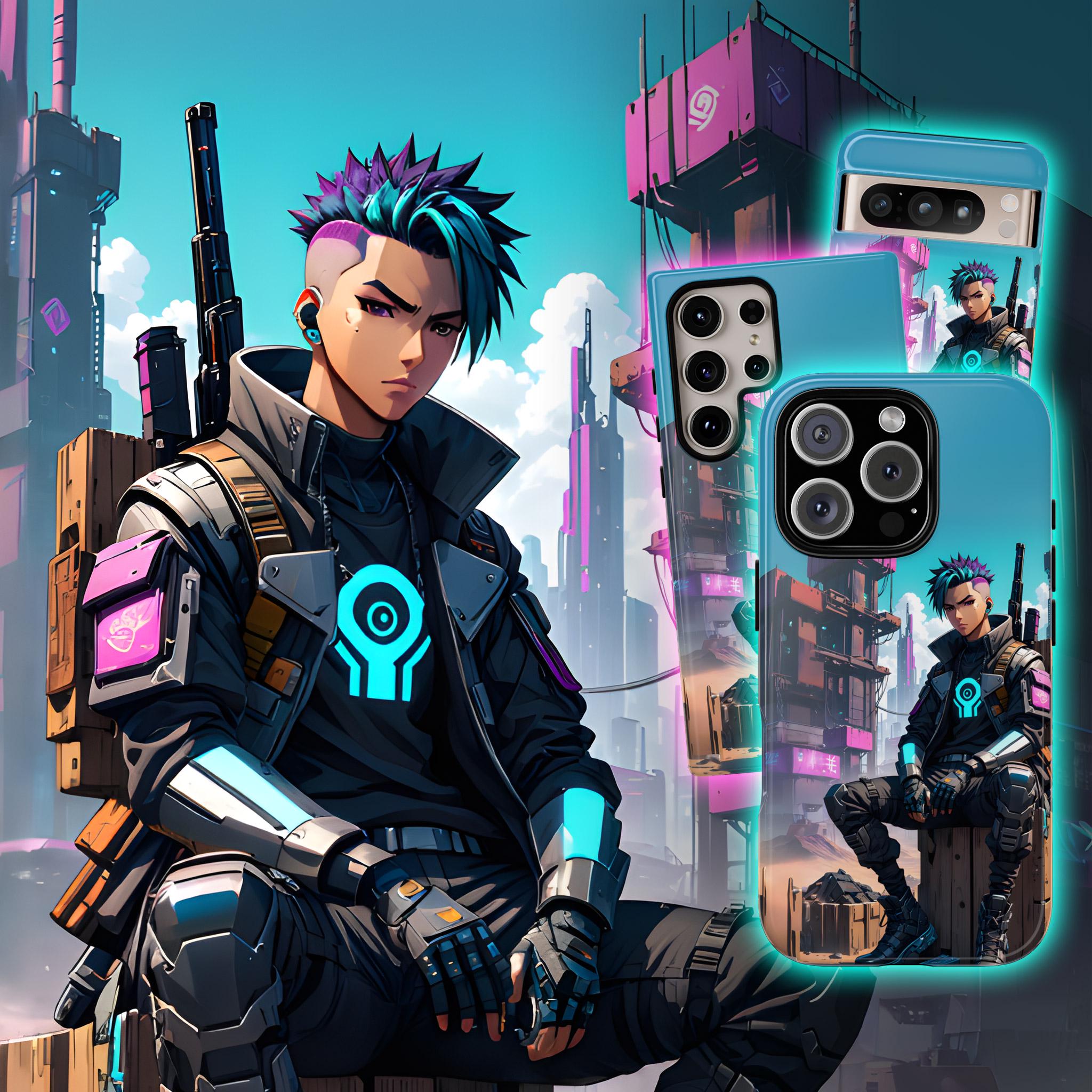 Cyberpunk Anime Phone Case, Anime iPhone 16 Pro Case, Cyberpunk Pixel 9 Pro Case, Anime S25 Ultra Case, Neon iPhone 15 Case, Anime S24 Case