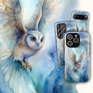 Watercolor Owl Phone Case, Nocturnal Bird iPhone 16 Pro Case - 15/14, White Owl S25 Ultra Case - S24/S23, Watercolour Pixel 9 Pro Case - 8
