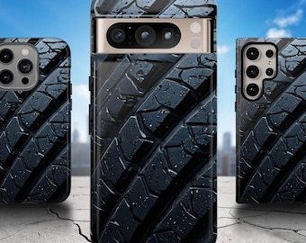 Tire Tread Phone Case: Rugged Abstract Design, Dual Layer Protection for iPhone, Samsung & Pixel