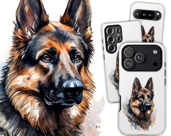 Aquarell Schäferhund Handyhülle: Geschenk für iPhone, Samsung & Pixel