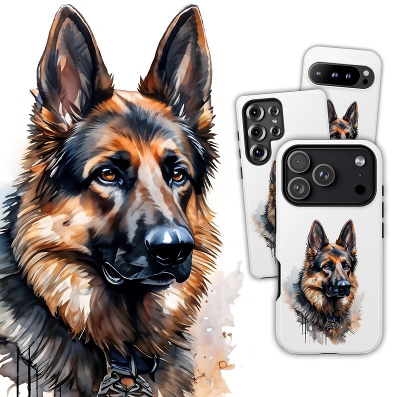 Watercolor German Shepherd Phone Case: Dog Lover Gift for iPhone, Samsung & Pixel image 1