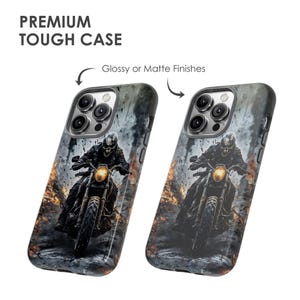 Funda para teléfono con calavera de motociclista: diseño de motocicleta grunge para iPhone, Samsung y Pixel imagen 4