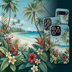 Tropische Handyhülle, Hawaiianische iPhone 16 Pro Hülle, Strand Pixel 9 Pro Hülle, Tropische S25 Ultra Handyhülle, Küsten iPhone 15 Hülle, Hawaii S24 Hülle