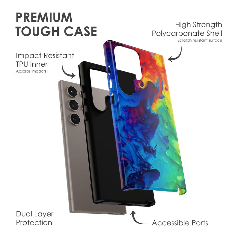 Rainbow Liquid Phone Case - Colorful Abstract Art Cover for iPhone 17 Air 16 Pro Max 15 14 13 12, Samsung S25 Ultra S24 S23 & Pixel 9 Pro 8 image 2