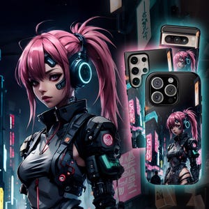 Cyberpunk Anime Phone Case, Neon Anime iPhone Case, Cyber Punk Pixel 9 Case, Anime S24 Ultra Case, Cyberpunk iPhone 16 case, Cyberpunk S24