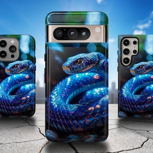 Blått ormskal för iPhone: Gåva till reptilälskare för iPhone, Samsung och Pixel bild 1