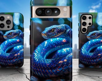 Blue Snake iPhone Hülle: Reptilien Liebhaber Geschenk für iPhone, Samsung & Pixel