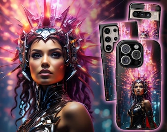 Futuristic Girl Phone Case, Lady iPhone 16 Pro Case, Futuristic Pixel 9 Pro Case, Girl S25 Ultra Case, Futuristic Lady iPhone 15 Pro Case