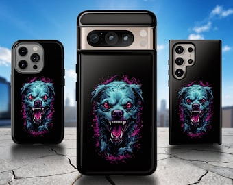 Crazy Dog Phone Case – Scary Halloween Horror Cover for iPhone 17 Air 16 Pro Max 15 14 13 12 11, Samsung S25 Ultra S24 S23 S22, Pixel 9 pro