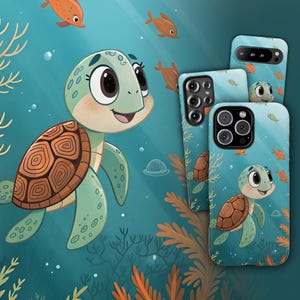 Uroczy futerał na telefon z żółwiem morskim, futerał na iPhone'a 16 Pro z oceanem, uroczy futerał na Pixel 9 Pro z żółwiem, futerał na iPhone'a 15 Pro z kreskówkowym żółwiem, futerał na S25 Ultra z żółwiem