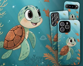 Cute Sea Turtle Phone Case, Ocean iPhone 16 Pro Case, Cute Turtle Pixel 9 Pro Case, Cartoon Turtle iPhone 15 Pro Case, Turtle S25 Ultra Case
