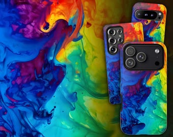 Tęczowe etui na telefon z płynnym wzorem – kolorowa, abstrakcyjna oprawa do iPhone'a 17 Air 16 Pro Max 15 14 13 12, Samsunga S25 Ultra S24 S23 i Pixela 9 Pro 8