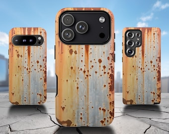 Obudowa telefonu z efektem zardzewiałego metalu: sztuka industrialna, wytrzymała, dwuwarstwowa