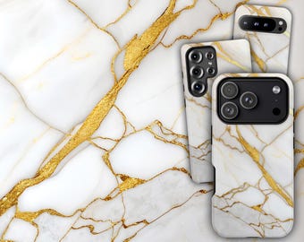Etui na telefon z motywem złotego marmuru – efektowne, złote żyły skalne do iPhone'a 17 Air 16 Pro Max 15 14 13, Samsunga S25 Ultra S24 S23 S22, Pixela 9 Pro 8