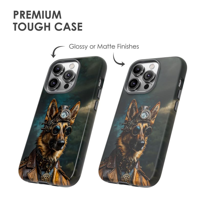 Steampunk Schäferhund Handyhülle - Sci-Fi Viktorianischer Hund Art Cover für iPhone 17 Air 16 Pro Max 15 14, Samsung S25 Ultra S24 S23, Pixel 9 Bild 4