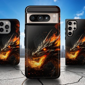 Fire Breathing Dragon Phone Case, Fantasy Pixel 9 Case, Dragon S24 Ultra Case, Dragon iPhone 16 Case, Mythical Dragon Case, Tough Phone Case
