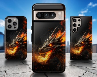 Telefoonhoesje Fire Breathing Dragon - Fantasy Gothic Goth Cover voor iPhone 17 Air 16 Pro Max 15 14 13, Samsung S25 Ultra S24 S23, Pixel 9 Pro 8
