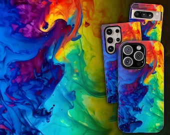 Rainbow Phone Case, Liquid iPhone 16 Pro Case, Rainbow Pixel 9 Pro Case, Colorful S25 Ultra Case, Rainbow iPhone 15 Case, Liquid S24 Case