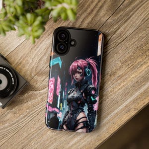 Etui na telefon z motywem anime Cyberpunk – japońska dziewczyna w mandze na iPhone'a 17 Air 16 Pro Max 15 14 13 12 11, Samsunga S25 Ultra S24 S23, Pixela 9 Pro 8 zdjęcie 8
