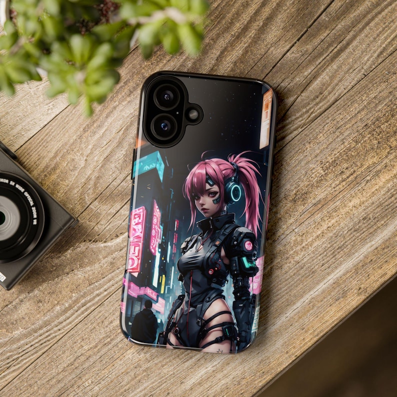 Etui na telefon z motywem anime Cyberpunk – japońska dziewczyna w mandze na iPhone'a 17 Air 16 Pro Max 15 14 13 12 11, Samsunga S25 Ultra S24 S23, Pixela 9 Pro 8 zdjęcie 8