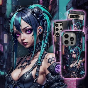 Cyberpunk Anime Phone Case, Anime iPhone 16 Pro Case, Cyberpunk Pixel 9 Pro Case, Anime S25 Ultra Case, Cyberpunk Girl iPhone 15 Pro Case