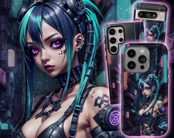 Etui na telefon Cyberpunk Girl Anime – Cybergoth Goth Cover do iPhone'a 17 Air 16 Pro Max 15 14 13 12, Samsunga S25 Ultra S24 S23 S22, Pixela 9 Pro