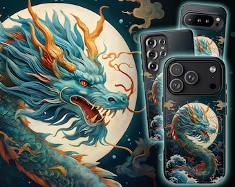Telefoonhoesje Japanse draken: traditionele kunst, duurzaam dubbellaags voor iPhone, Samsung en Pixel