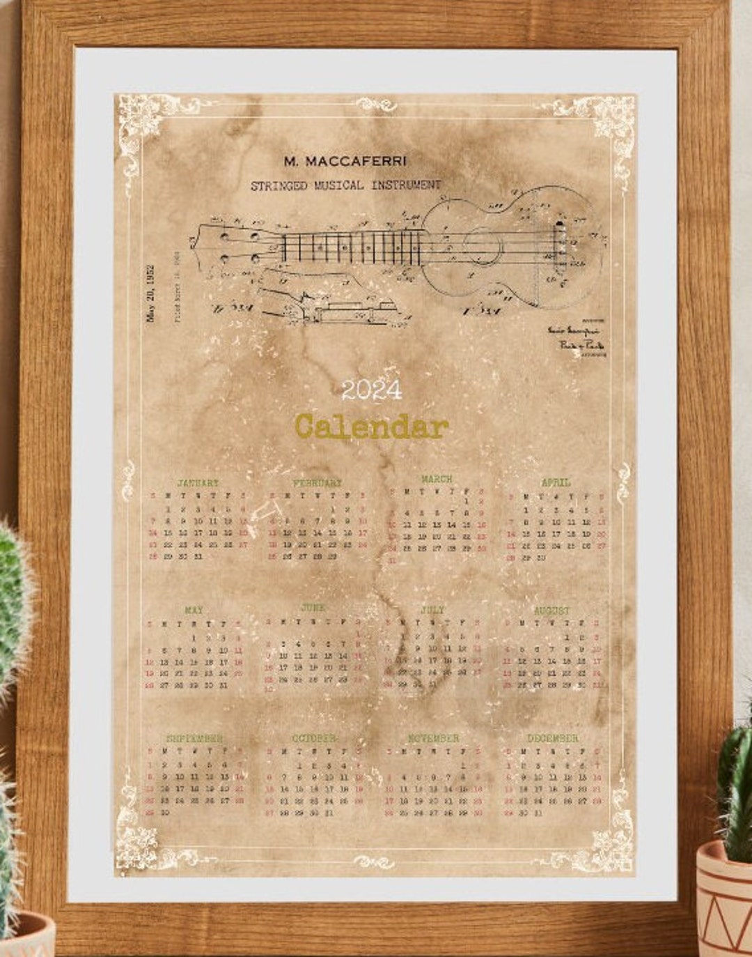 Vintage 2024 Ukulele Poster Calendar M Maccaferri 1952 ukulele Poster