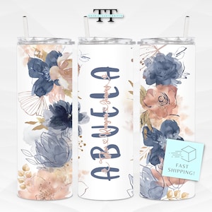 Personalized Abuela Tumbler with Grandchildren&#39;s Names includes lid & straw, Custom Mother&#39;s Day gift for Abuela, Birthday Present Abuela FN