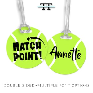 Custom Tennis Luggage Name Tag, Match Point Personalized Tennis Bag Tag, Tennis Backpack Accessory, Tennis Travel Tag Present, Tennis Gift