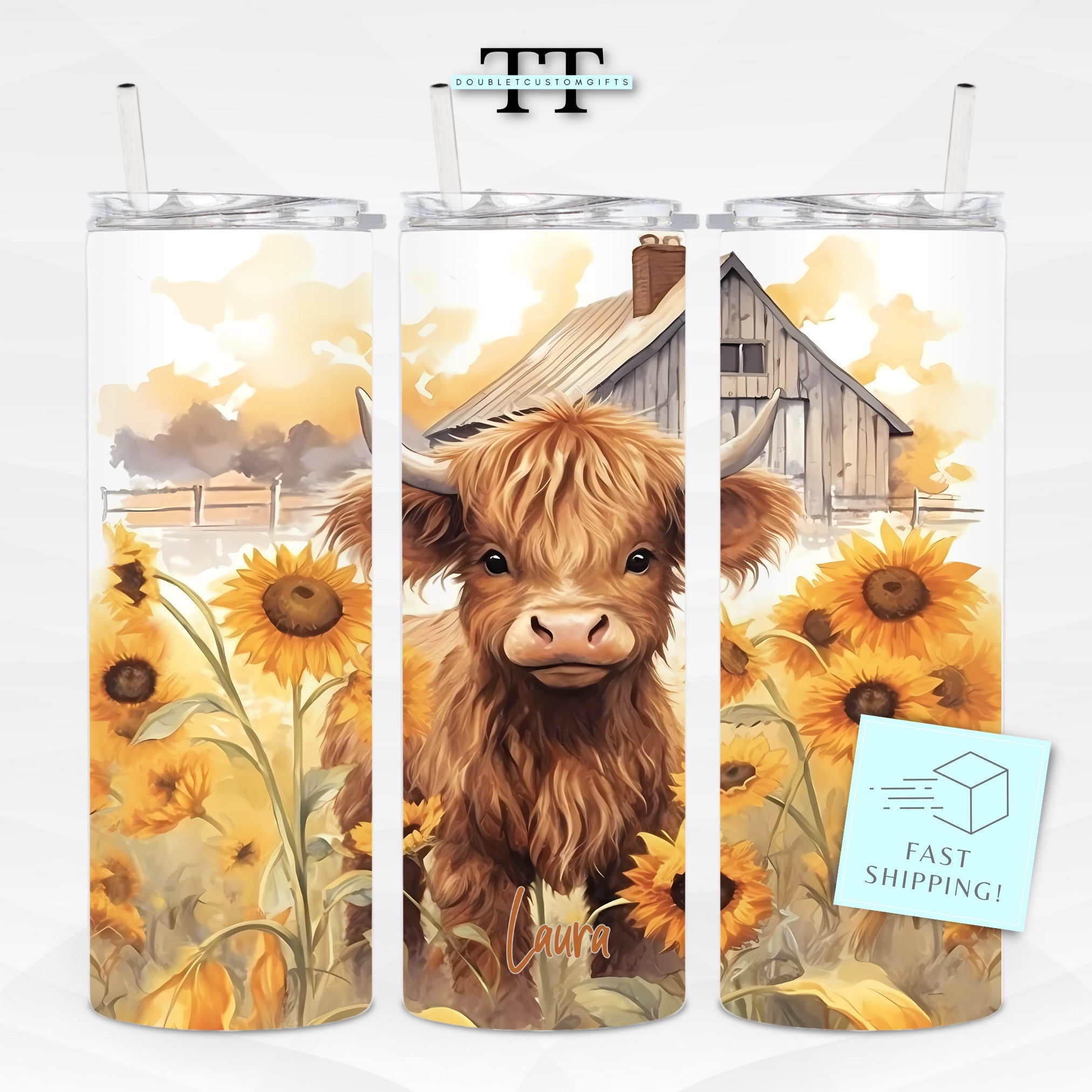 Highland Cow Cup Cover – Silicone Boot & Charm For Stanley 30oz/40oz Tumblers, Cow Print Design - View #4