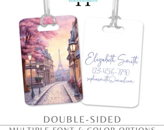 Custom Luggage Tag is Parisian-themed with Eiffel Tower for Suitcases & Backpacks, Perfect Paris France Europe Travel Gift