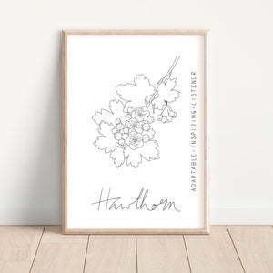 Celtic Hawthorn Tree Print | Celtic Astrology | Birthday Gift | Printable Wall Art | Celtic Tree Zodiac | May June Birthday | Wall Art Print