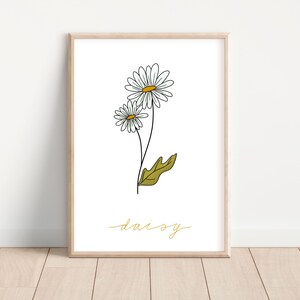 Daisy Birth Flower April | Birthday Prints | Flower Art | Wall Art | Gifts for Her | Birth Flower Art | Birthday Gifts | Instant Download