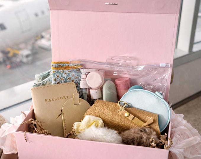 Personalized Travel Gift Box: Passport Cover, Sleep Mask & Accessories