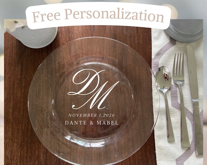 Personalized 10.5-Inch Glass Wedding Plate – Elegant Reception Decor