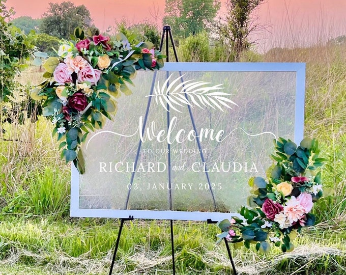 24x36 Large Acrylic Personalized Wedding Sign with Frame – Free Shipping!
