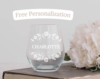 Personalized 16oz Etched Glass Wine Tumbler – Custom Name Gift for Friends or Special Occasions